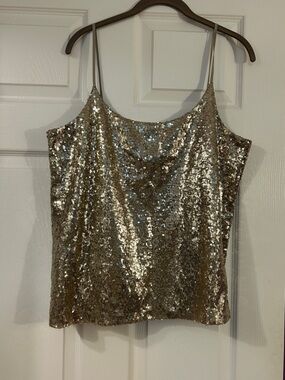 NWT Joe Fresh Gold Sequin Spaghetti Strap Camisole